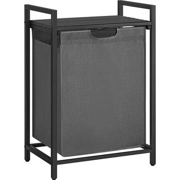 Parya Home Wasmand met plank, waskast verwijderbaar, metalen frame, 65 l, 50 x 33 x 72 cm, zwartgrijs