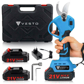 Vesto® Elektrische Snoeischaar - Draadloos met 2 Accu's en Opbergkoffer - Professioneel Takkenschaar voor 28mm