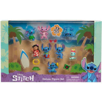 Beeldjes en accessoires - LICENTIE / STITCH - Deluxe boxset - 13 beeldjes en accessoires, Stitch in 5 poses, surfplank