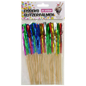 Gekleurde ijs/cocktail feest prikkers - 25x stuks - 16 cm - IJsprikkers - Cocktailprikkers - Cocktailprikkers