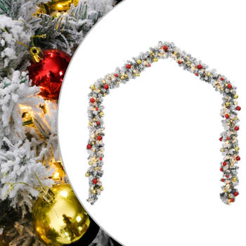 vidaXL Kerstslinger met kerstballen en LED-lampjes 5 m PVC groen