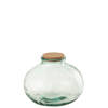 J-line - Voorraadpot Rond Kurk Gerecycleerd Glas Small - 28x28x22.5cm