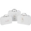 J-line - Set Van 3 Koffers Geboorte Beer Wit - 25x20x10cm