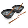 Luxe - Ramenbowlset - Kuro - 2 Persoons - Ramen bowl set - 6 Delig - Ø22 cm H9 cm - Ramen - Ramen bowl