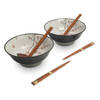 Luxe - Ramenbowlset - Acerblad - 2 Persoons - Ramen bowl set - 6 Delig - Ø22 cm H9 cm - Ramen - Ramen bowl