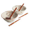 Luxe - Ramenbowlset - Katten - 2 Persoons - Ramen bowl set - 6 Delig - Ø22 cm H9 cm - Ramen - Ramen bowl