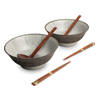 Luxe - Ramenbowlset - Shima - 2 Persoons - Ramen bowl set - 6 Delig - Ø22 cm H9 cm - Ramen - Ramen bowl