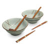 Luxe - Ramenbowlset - Hana Licht Groen - 2 Persoons - Ramen bowl set - 6 Delig - Ø22 cm H9 cm - Ramen - Ramen bowl