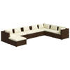 vidaXL 8-delige Loungeset met kussens poly rattan bruin