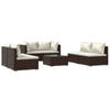 vidaXL 7-delige Loungeset met kussens poly rattan bruin