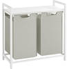 Parya Wasmand 2 compartimenten, wasmand met plank, waskast, oxford stof verwijderbaar metalen frame, 2 x 46L