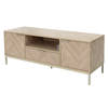 TV-meubel 120 cm van hout met visgraatmotief Lowboard TV-tafel eiken look ML design