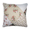 Clayre & Eef Kussenhoes 40x40 cm Groen Beige Polyester Bloemen Sierkussenhoes Groen Sierkussenhoes