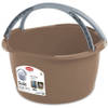 Stefanplast Wasmand/draagmand/teil met hengsel - kunststof - 16 Liter - cappuccino - 40 x 40 x 25 cm - Emmers