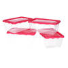 Hega Hogar Vershoudbakjes - set 8x stuks - 1 liter - transparant/roze - L18 x B12 x H12 cm - Vershoudbakjes