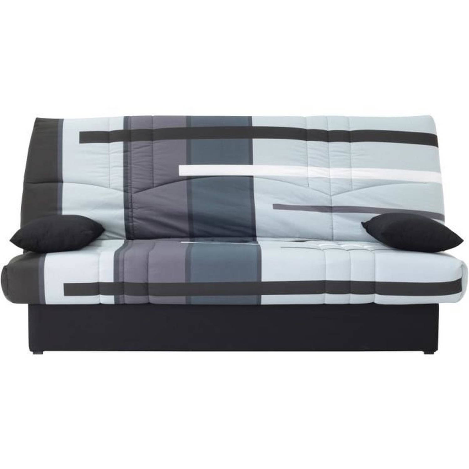 Clic clac 3 plaatsen DREAM - 100% katoenen stof met grijze baanprint - Bed 125x190 cm - L190 x D92 x H96 cm