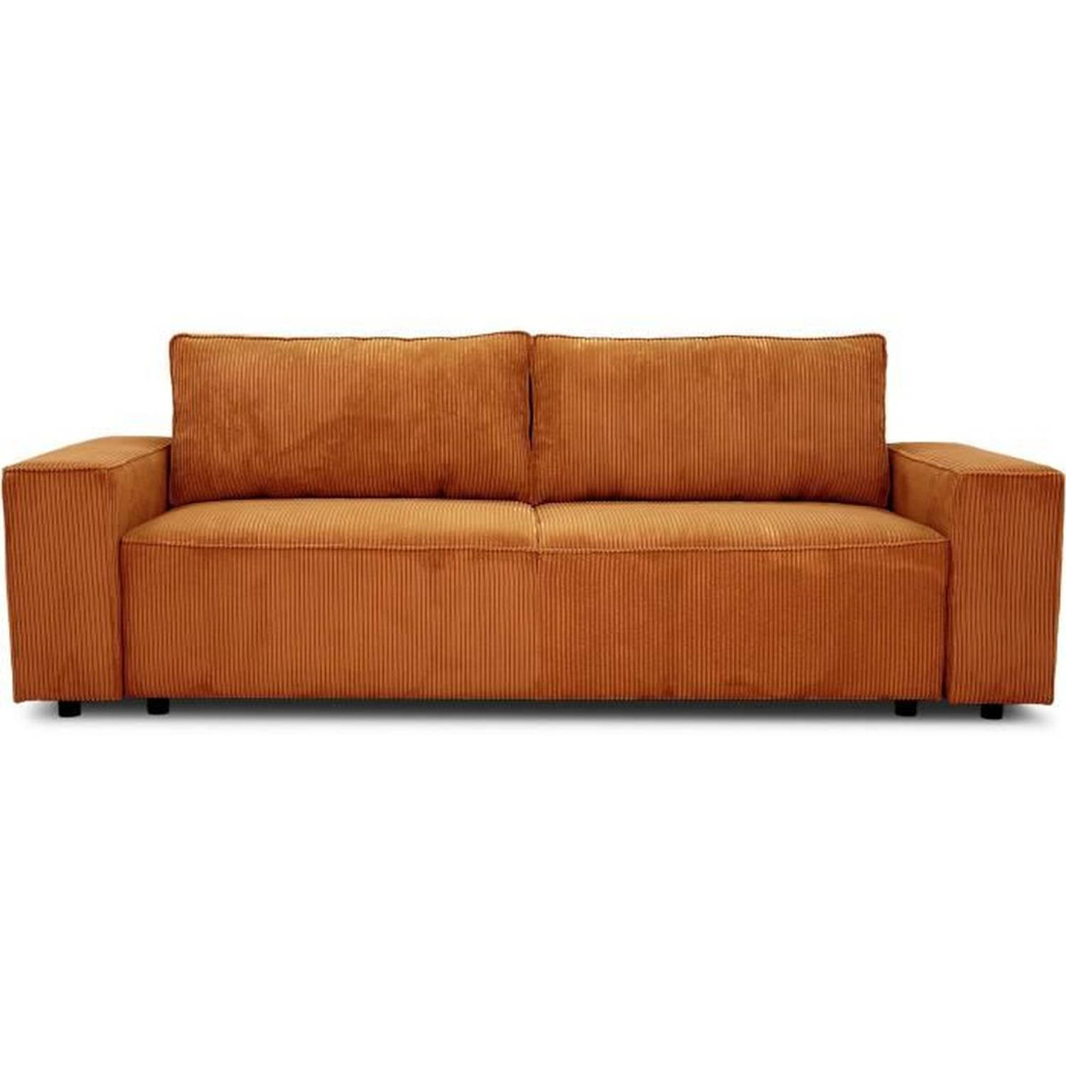 JOSH 3-zits slaapbank - Terracotta corduroy stof - L 239 x D 86 x H 85 cm - Opbergdoos