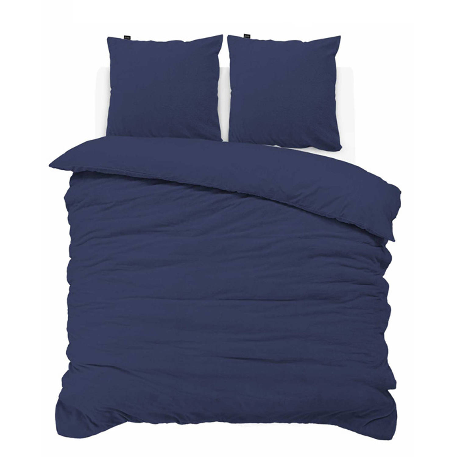 iSleep Dekbedovertrek Teddy Fleece - Litsjumeaux - 240x200/220 cm - Donker Blauw