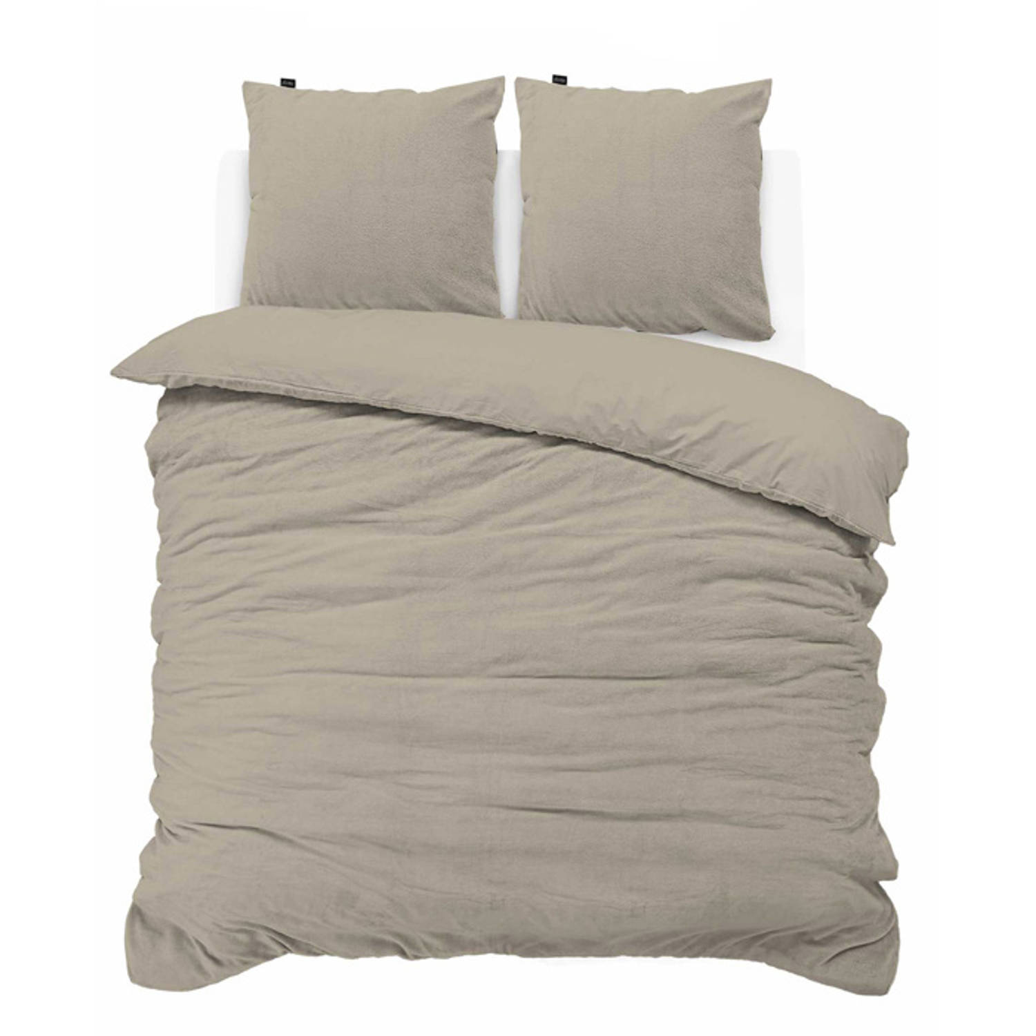 iSleep Dekbedovertrek Teddy Fleece - Litsjumeaux - 240x200/220 cm - Taupe