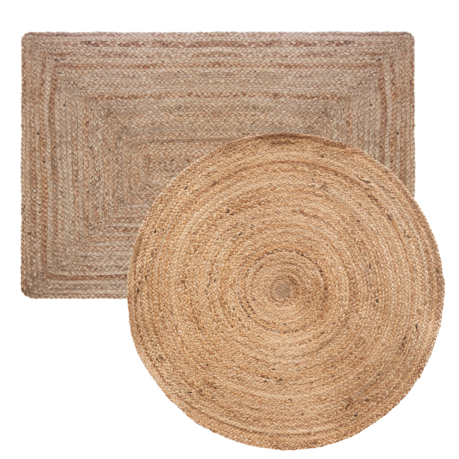 MISOU Jute Vloerkleden - Set van 2 - Rond - Rechthoek - Wandkleed - Beige - Veranda - Kleed - Tapijt