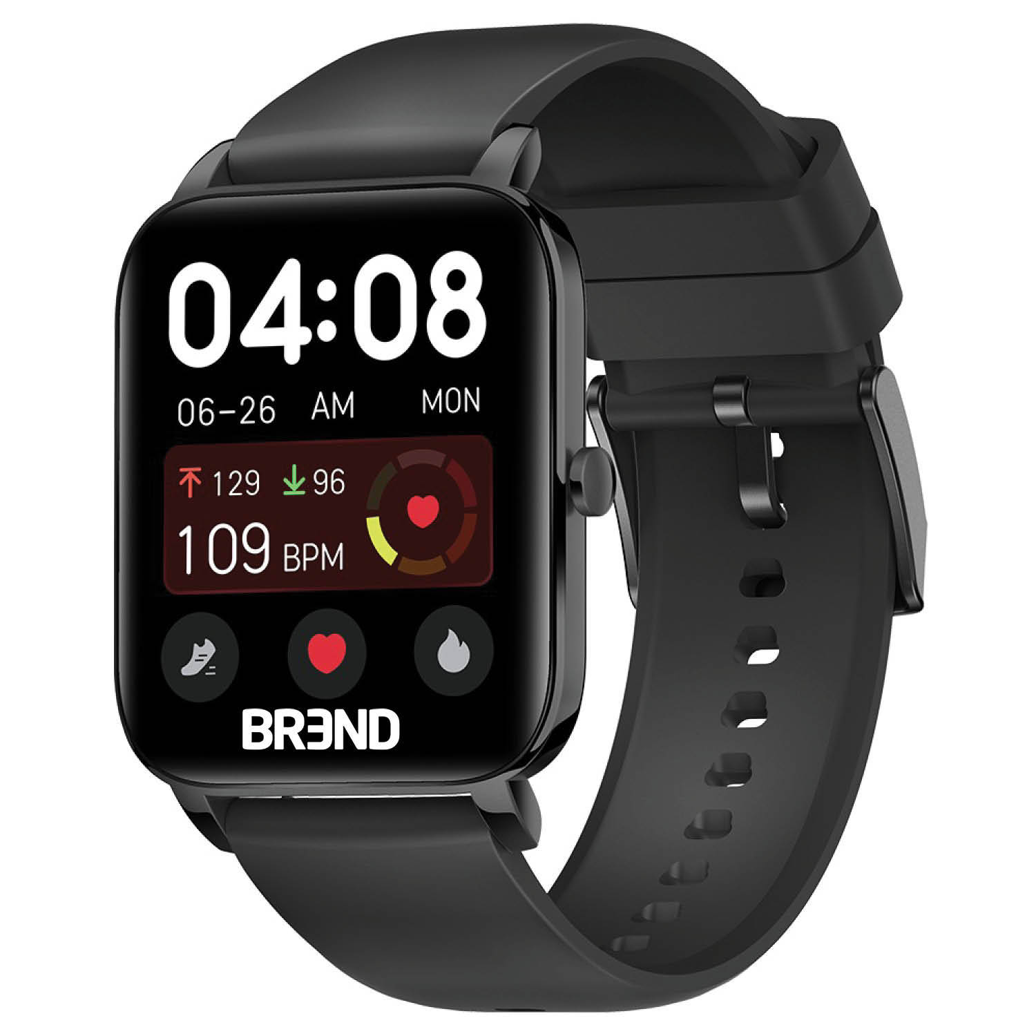 BREND Smartwatch voor Dames en Heren - Sporthorloge met Stappenteller - Zwart