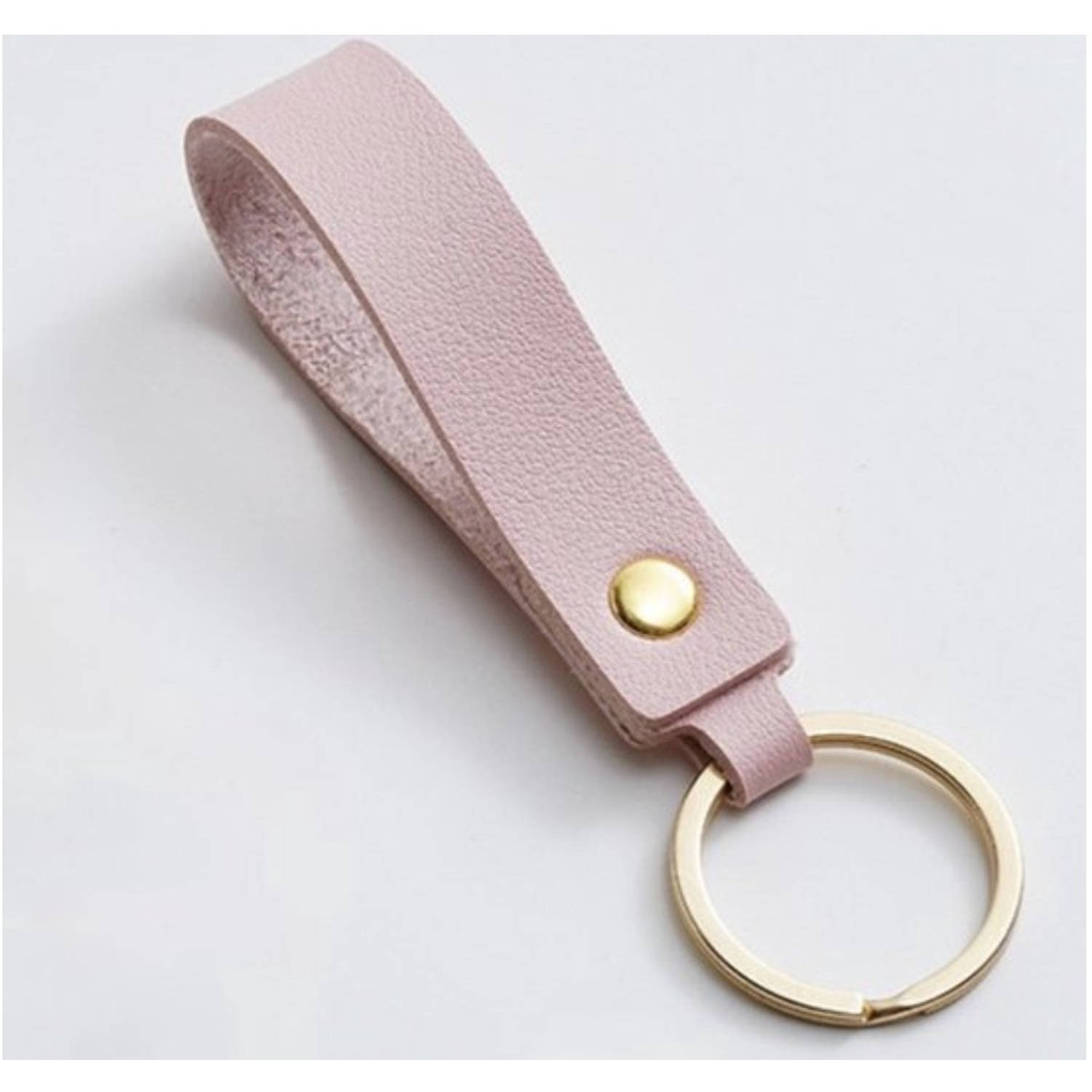 Knaak Luxe Sleutelhanger - Roze Leer - Hanger Goud - Dames & Heren Sleutel Hanger - Imitatieleer