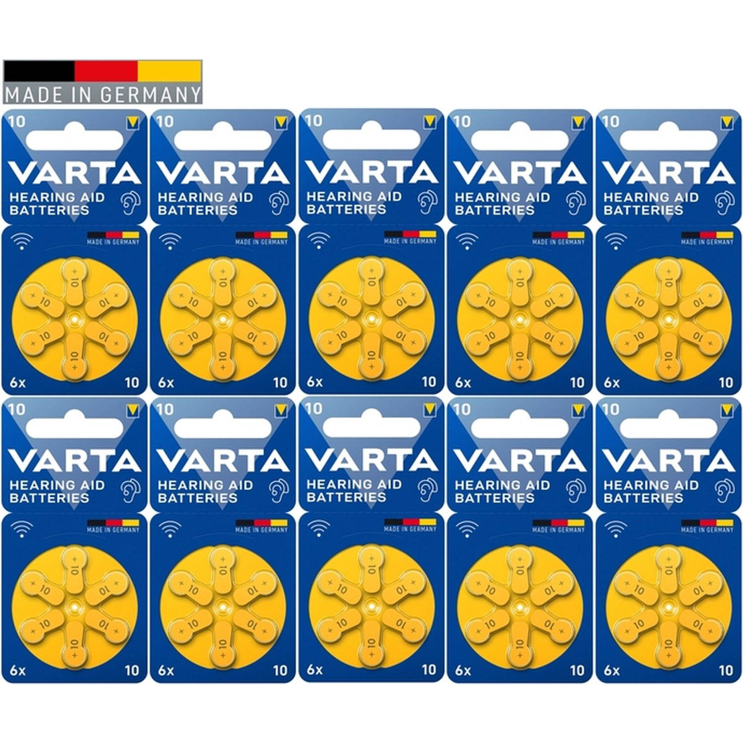 Varta hoorbatterijen type 10 - Zink-lucht 1.4 V - 60 stuk(s)