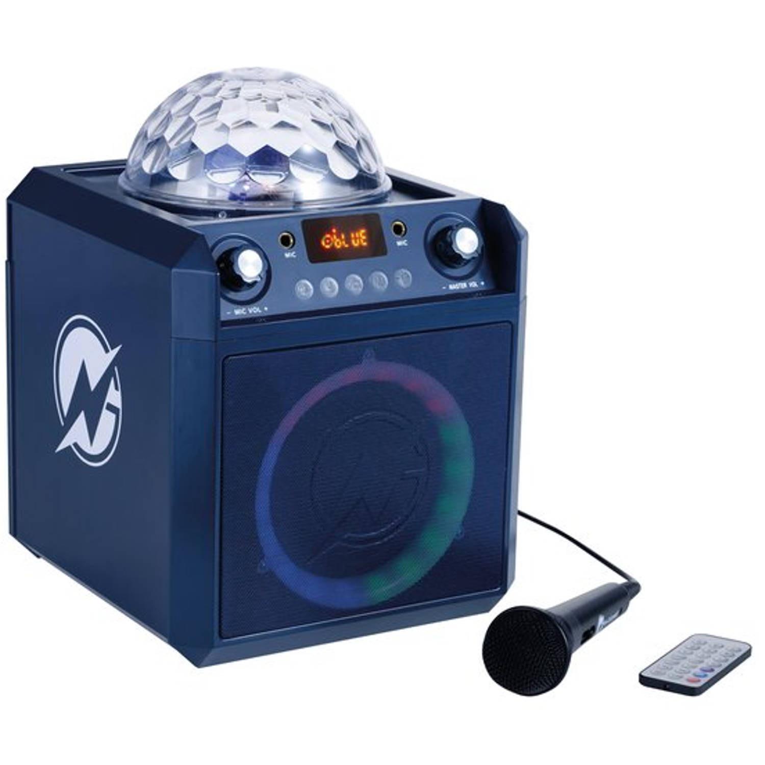 N-GEAR Block Party 602 - Karaoke set met 2 Microfoons - Bluetooth Party Speaker Draadloos - Partybox met Verlichting - Space Blue