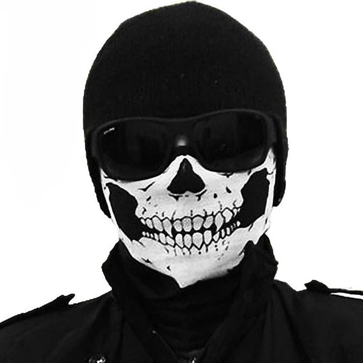 Knaak Doodshoofd schedel masker - Halloween masker - Skull mask - Scream masker - col / sjaal - Motor masker - Motormasker - Skimasker - Motorsjaal - Snowboarden - Universeel