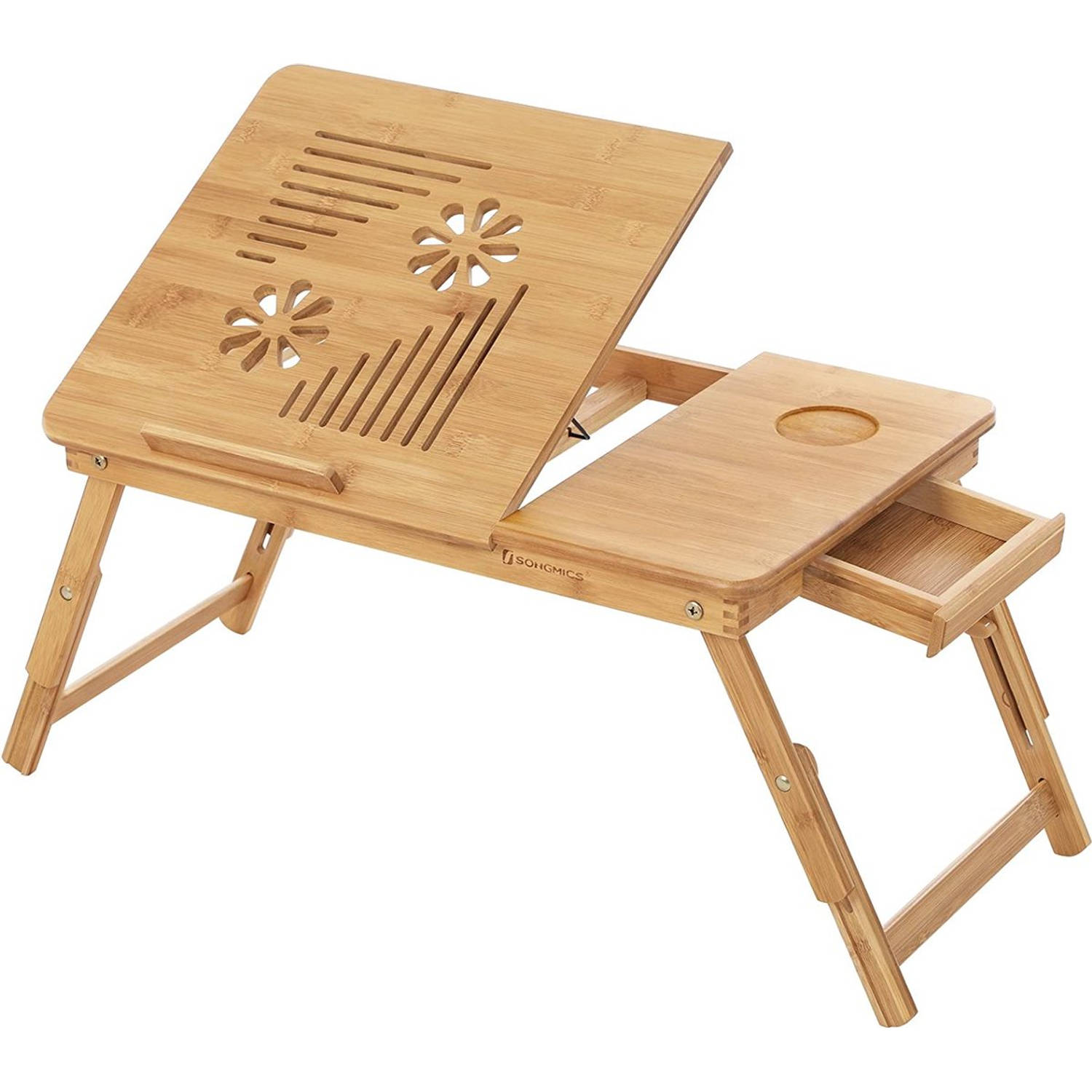 Laptoptafel, laptoptafel, voor lezen of ontbijt en tekentafel, in hoogte verstelbaar, opvouwbaar, 55 x 35 x 29 cm