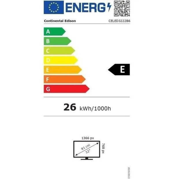 CONTINENTAL EDISON CELED3222B6 - 32“ HD LED TV (81 cm) - 3xHDMI, 2xUSB - Zwart