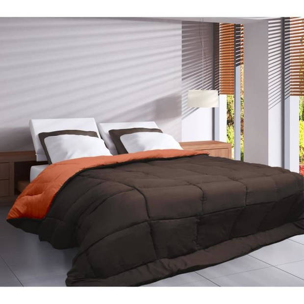 Dekbed - CALGARY - Microvezel 400 g/m² CALGARY - 200 x 200 cm - Chocolade en koraal