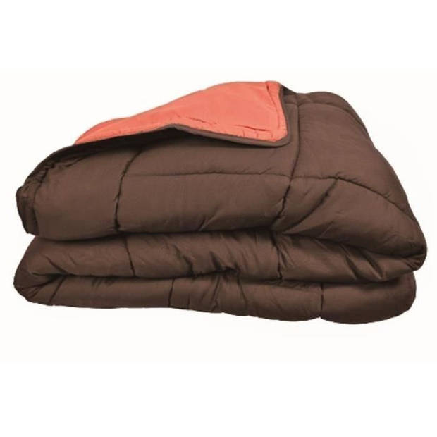 Dekbed - CALGARY - Microvezel 400 g/m² CALGARY - 200 x 200 cm - Chocolade en koraal