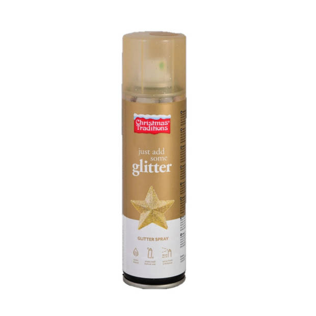 Christmas Traditions glitter spray - goud - 100 ml - decoratiespray - Hobbyverf