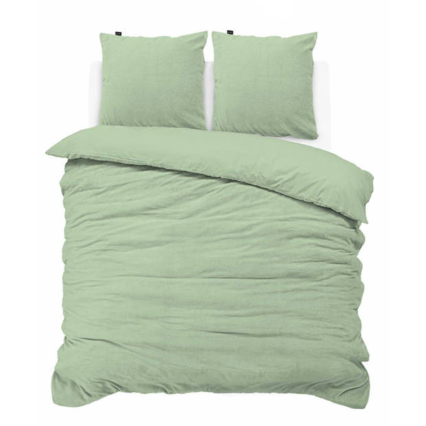 iSleep Dekbedovertrek Teddy Fleece - Licht Groen - 1-Persoons 140x200/220 cm