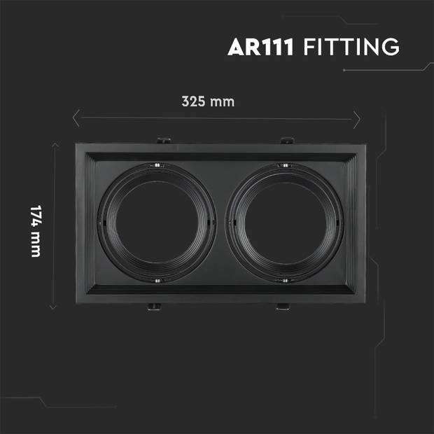 V-TAC VT-7222-B LED-spots - AR111 fittingen - IP20 - Zwart - Modelnr: - VT-7222-B