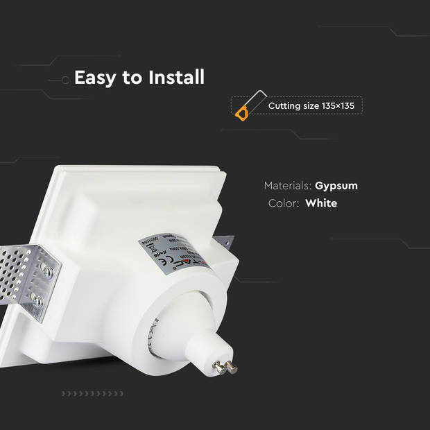 V-TAC VT-772 LED inbouwspots - GU10 - IP20 - Wit - Modelnr: - VT-772