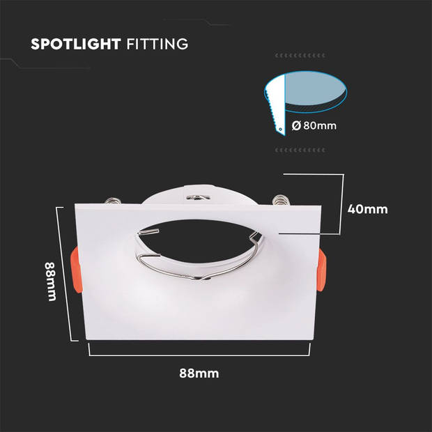 V-TAC VT-921-W LED-spots - Inbouwarmatuur - GU10 - IP20 - Wit - Modelnr: - VT-921-W