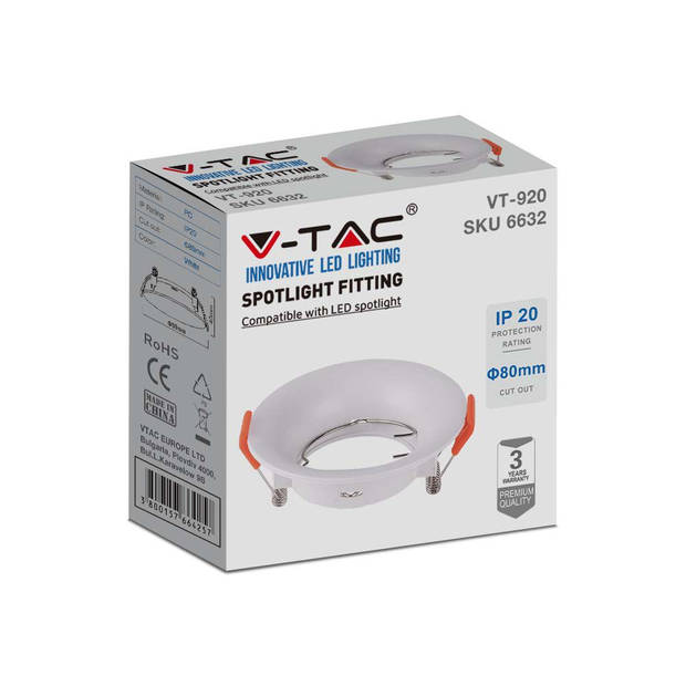 V-TAC VT-920-W LED-spots - Inbouwarmatuur - GU10 - IP20 - Wit - Modelnr: - VT-920-W