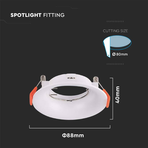 V-TAC VT-920-W LED-spots - Inbouwarmatuur - GU10 - IP20 - Wit - Modelnr: - VT-920-W