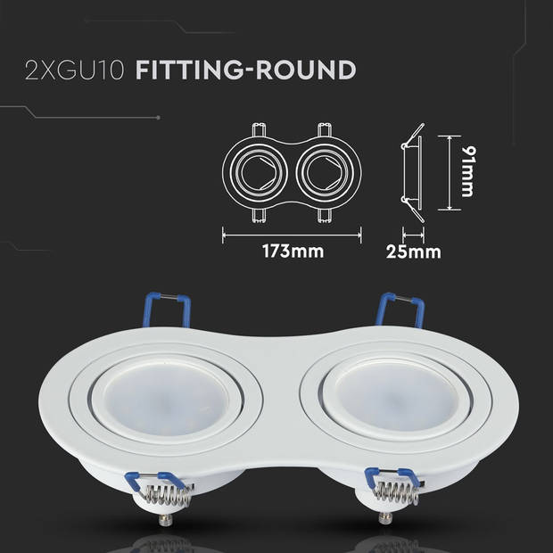 V-TAC VT-783RD-WH LED-spots - Inbouwarmatuur - GU10 - IP20 - Wit - Modelnr: - VT-783RD-WH