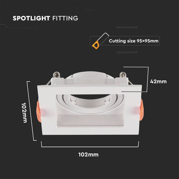 V-TAC VT-933-W LED-spots - Inbouwarmatuur - GU10 - IP20 - Wit - Modelnr: - VT-933-W