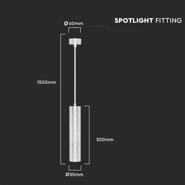 V-TAC VT-976-300-W LED-spots - Hangende armaturen - GU10 - IP20 - Zwart - Modelnr: - VT-976-300-W