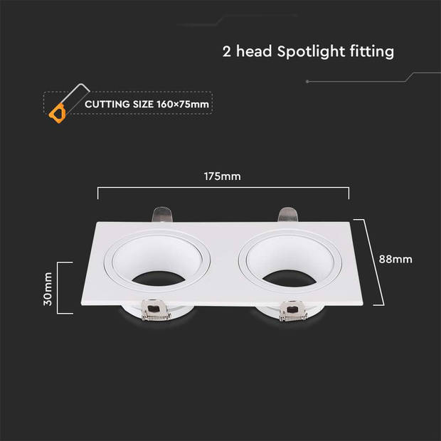 V-TAC VT-439 LED-spots - Inbouwarmatuur - GU10 - IP20 - Wit - Modelnr: - VT-439