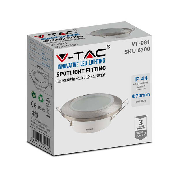 V-TAC VT-981-SN LED Spots - Inbouwspots - GU10 - IP44 - Satijn Nikkel