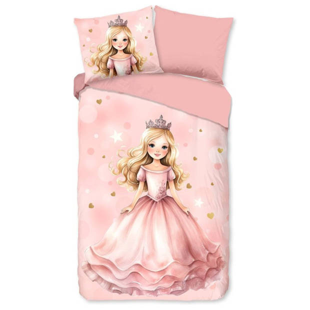 Good Morning Kinderdekbedovertrek Princes Roze - 140x200/220 cm - 100% Katoen