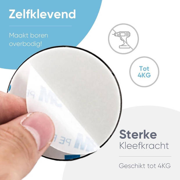 Handdoekhaakjes set zelfklevend Handdoekhouders voor badkamer en keuken - 4 Stuks - RVS Mat Zwart