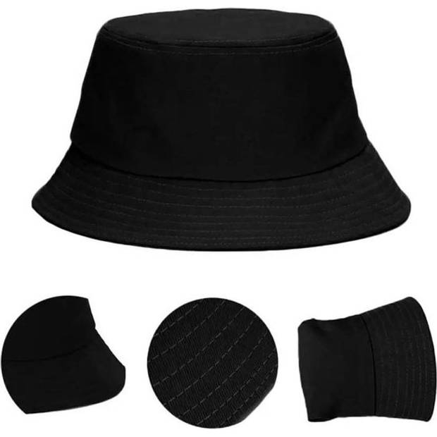 Knaak Bucket Hat - Strandhoed - Zonnehoedje - Regenhoedje - Unisex - Zwart