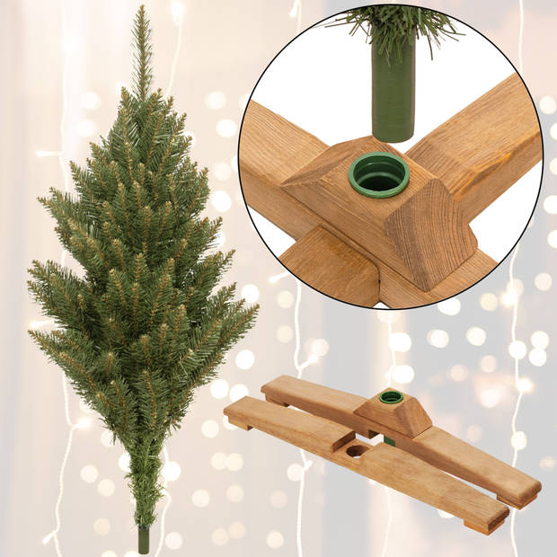 Springos Kunstkerstboom Premium Royal Kaukasisch Sparrenhout 150 cm Zonder Verlichting Houten Standaard