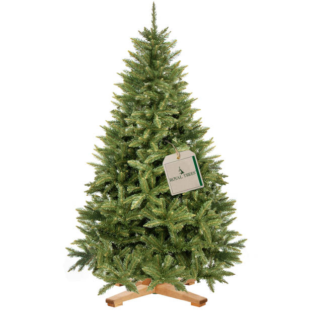 Springos Kunstkerstboom Premium Royal Kaukasisch Sparrenhout 150 cm Zonder Verlichting Houten Standaard